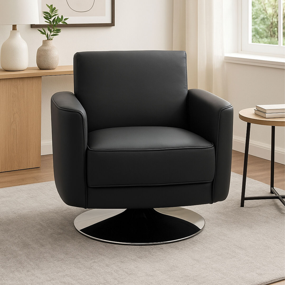 Wester Grey Leather Effect Chair - Image 1