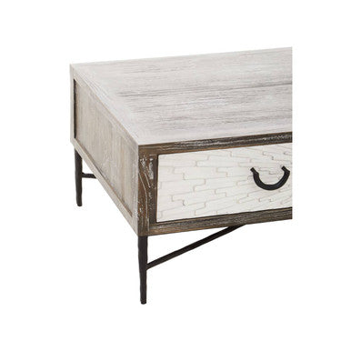 Milan 2 Drawer Recycled Elm Wood Coffee Table