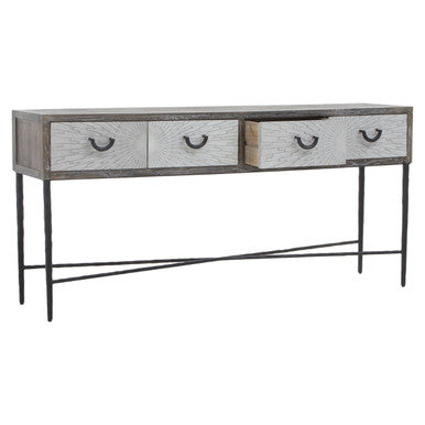 Milan Four Drawer Elm Wood Console Table