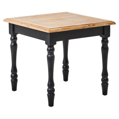 Antique Grey Oak Top Side Table with Black Birchwood Legs | Kensington Townhouse
