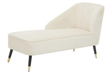 Beige chaise lounge chair on a white background