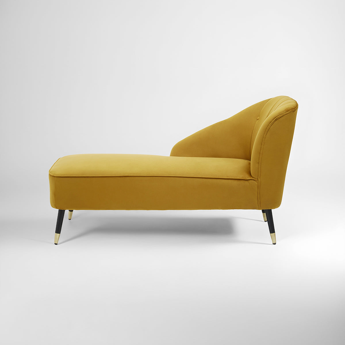 Yvette Mustard Velvet Chaise Lounge