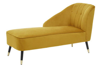 Yvette Mustard Velvet Chaise Lounge