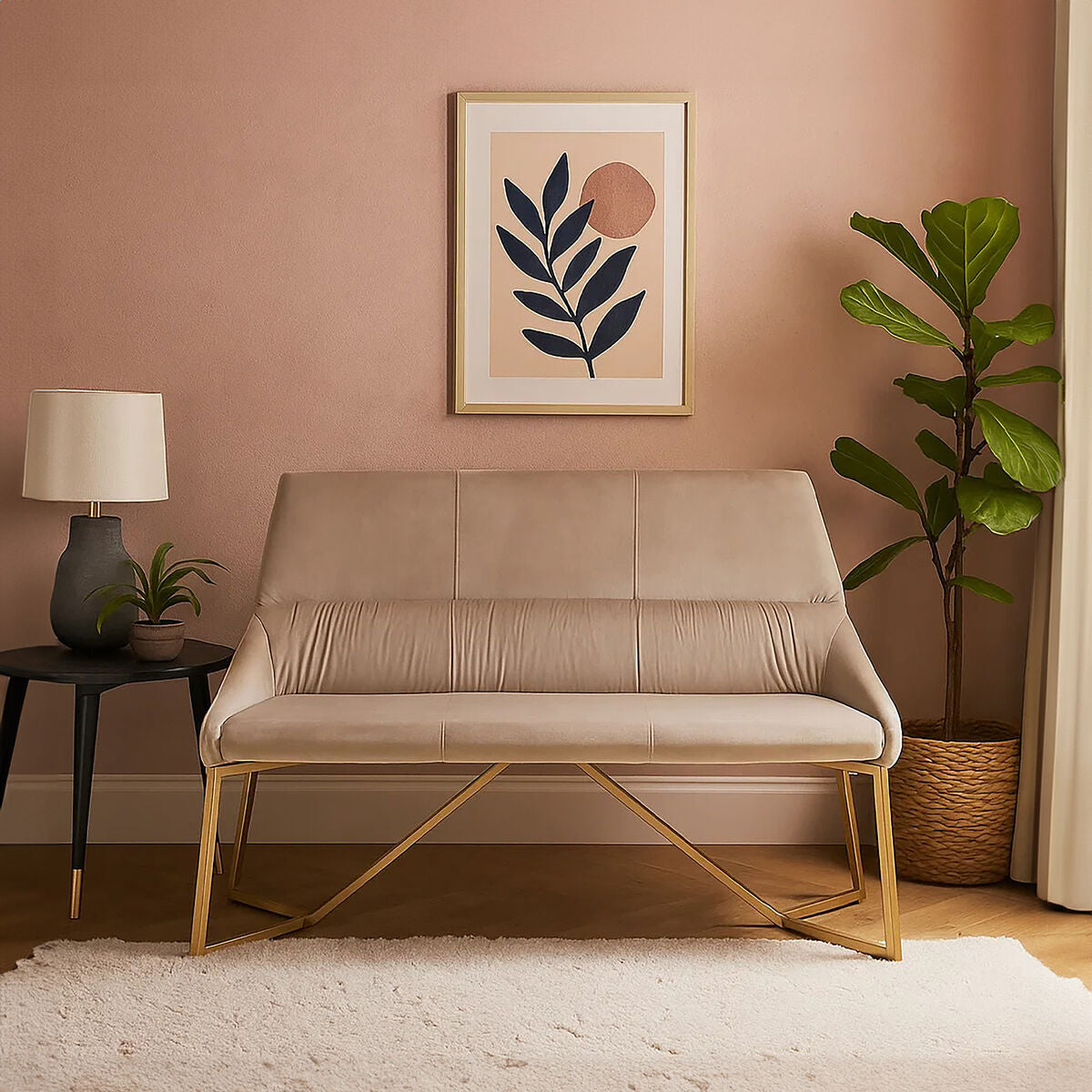 Vieste Mink Velvet Bench