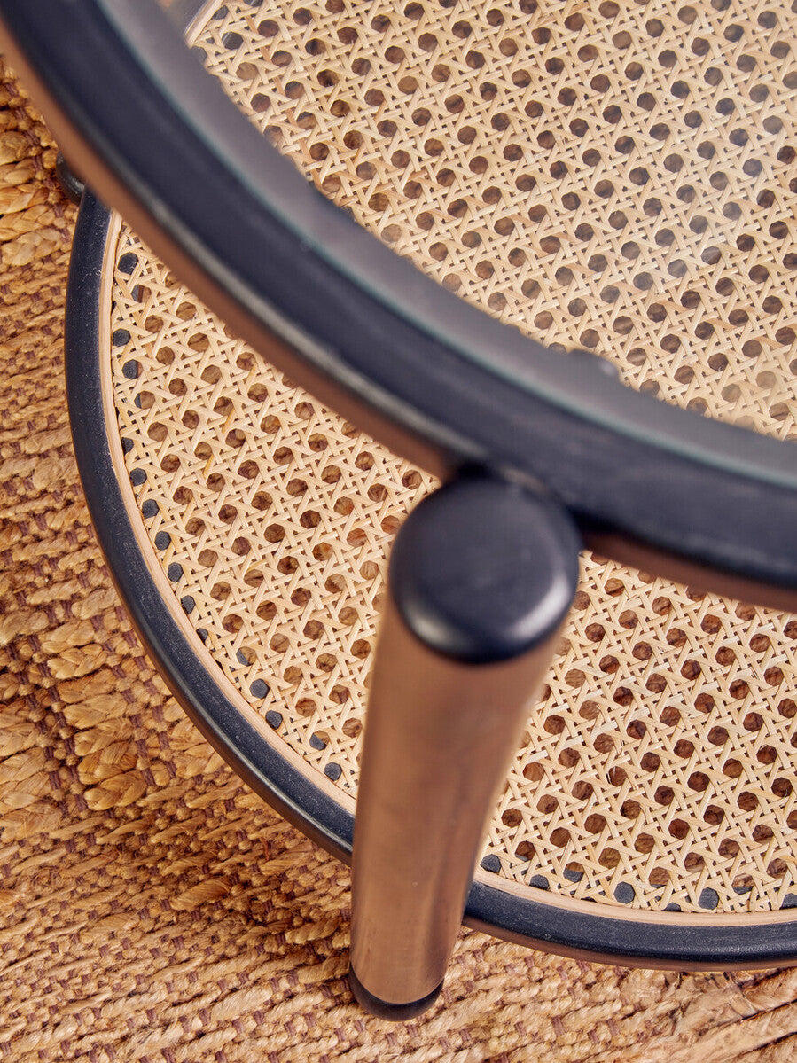 Cebu Rattan and Glass 2 Tier Console Table