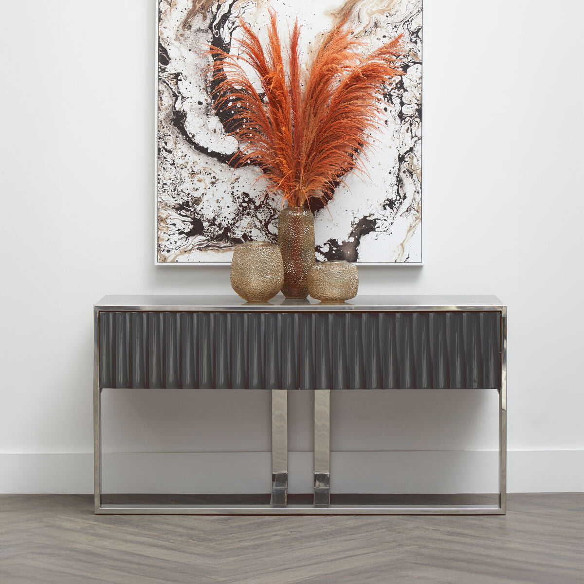 Genoa Grey Gloss Finish Console Table
