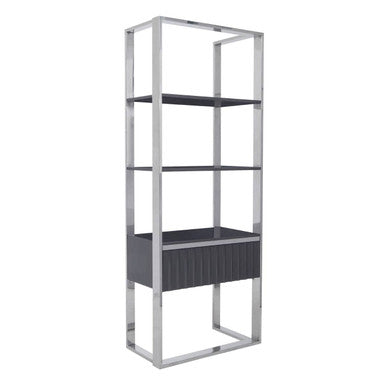 Genoa Grey and Stainless Steel Shelf Unit