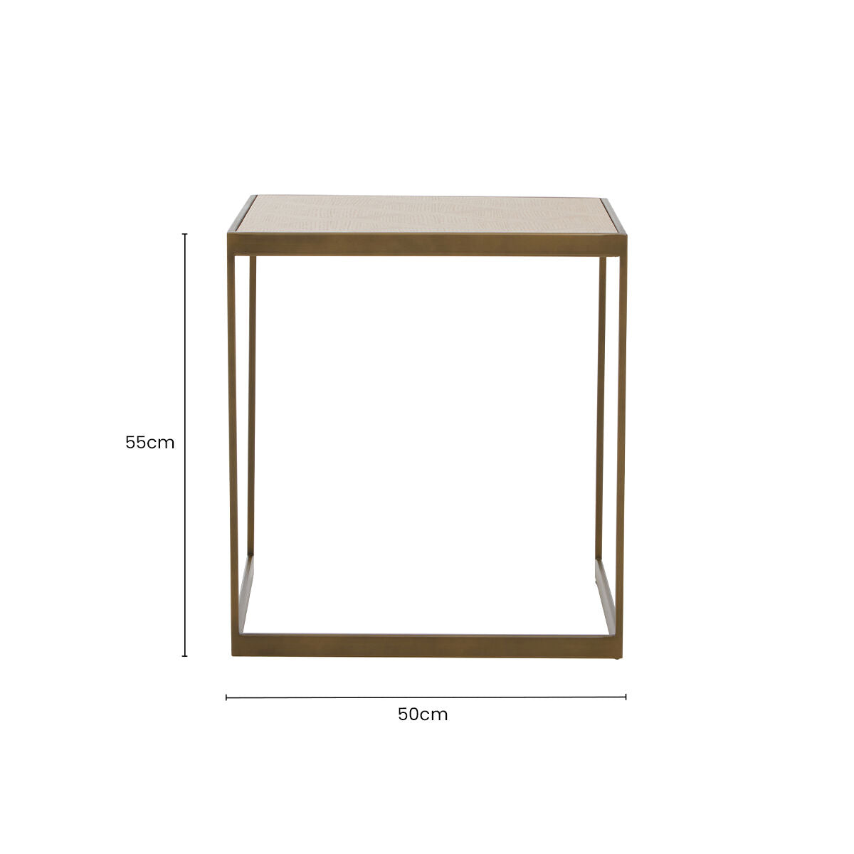 Natural Oak Veneer Large Side Table with Brown Brushed Brass Steel Sledge Base, Grenoble