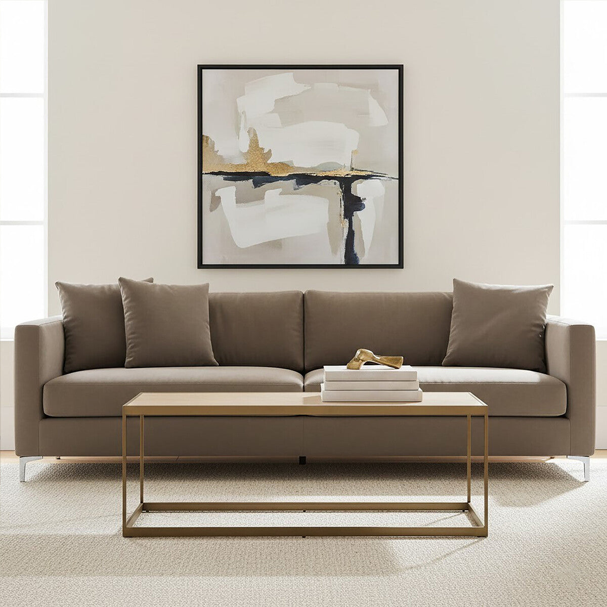 Grenoble Oak Veneer and Brushed Brass Coffee Table