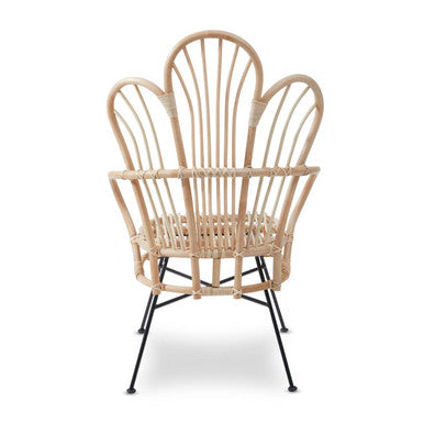 Java Natural Rattan And Black Metal Back Chair