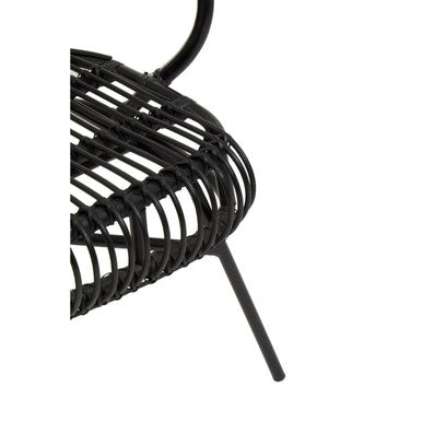 Java Black Natural Rattan And Black Metal Scalloped Back Chair