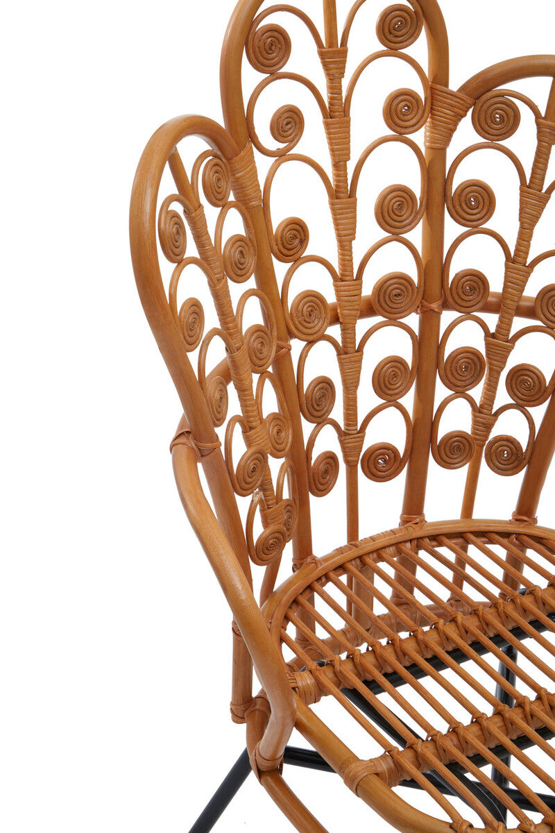 Java Natural Rattan Scalloped Back Chair