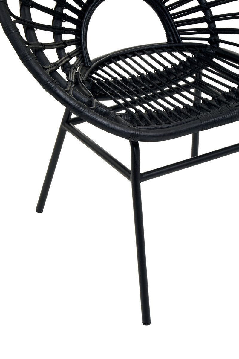 Java Black Natural Rattan Flared Back Chair