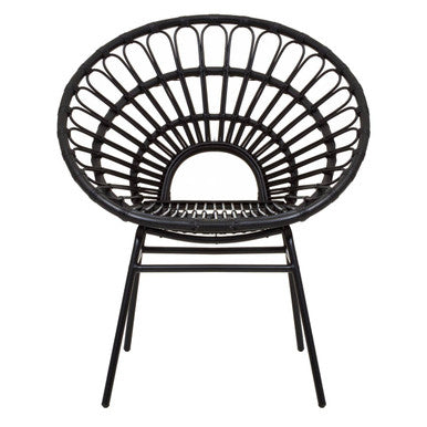 Black woven chair on a white background