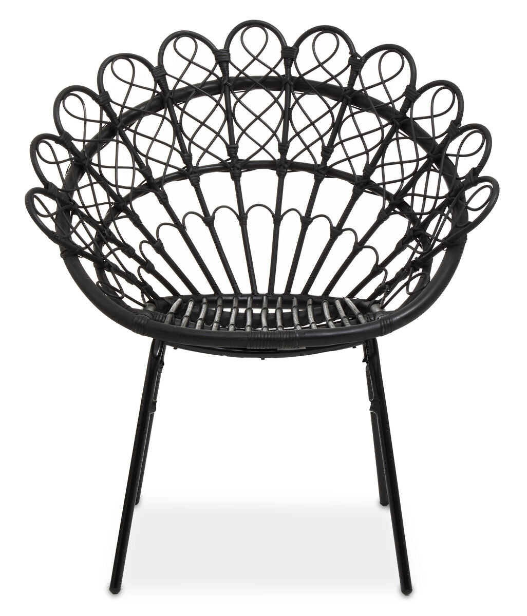 Java Black Natural Rattan Peacock Chair