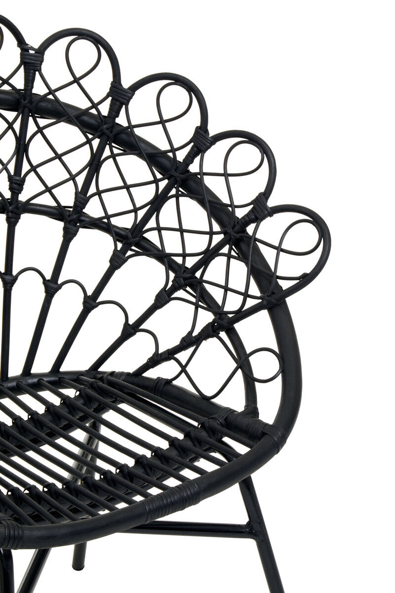 Java Black Natural Rattan Peacock Chair