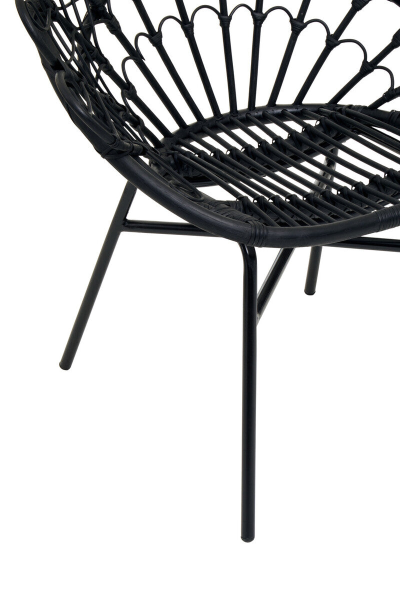 Java Black Natural Rattan Peacock Chair
