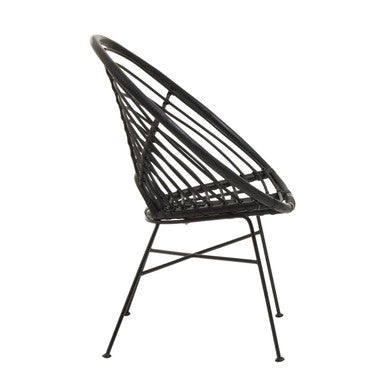 Java Black Natural Rattan Round Chair