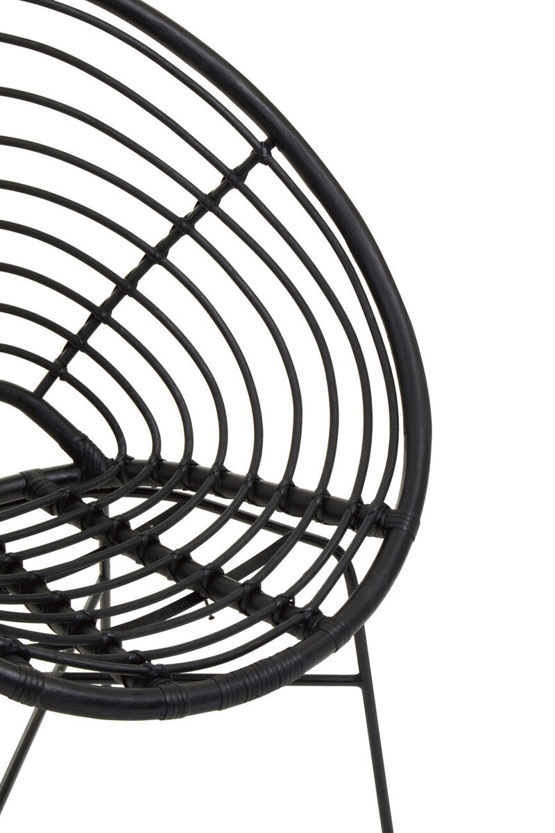 Java Black Natural Rattan Round Chair