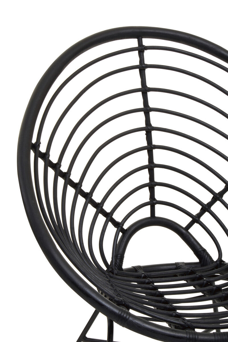 Java Black Natural Rattan Round Chair