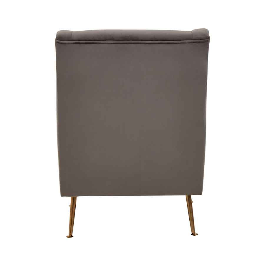 Doucet Grey Velvet Chair With Gold Finish Legs