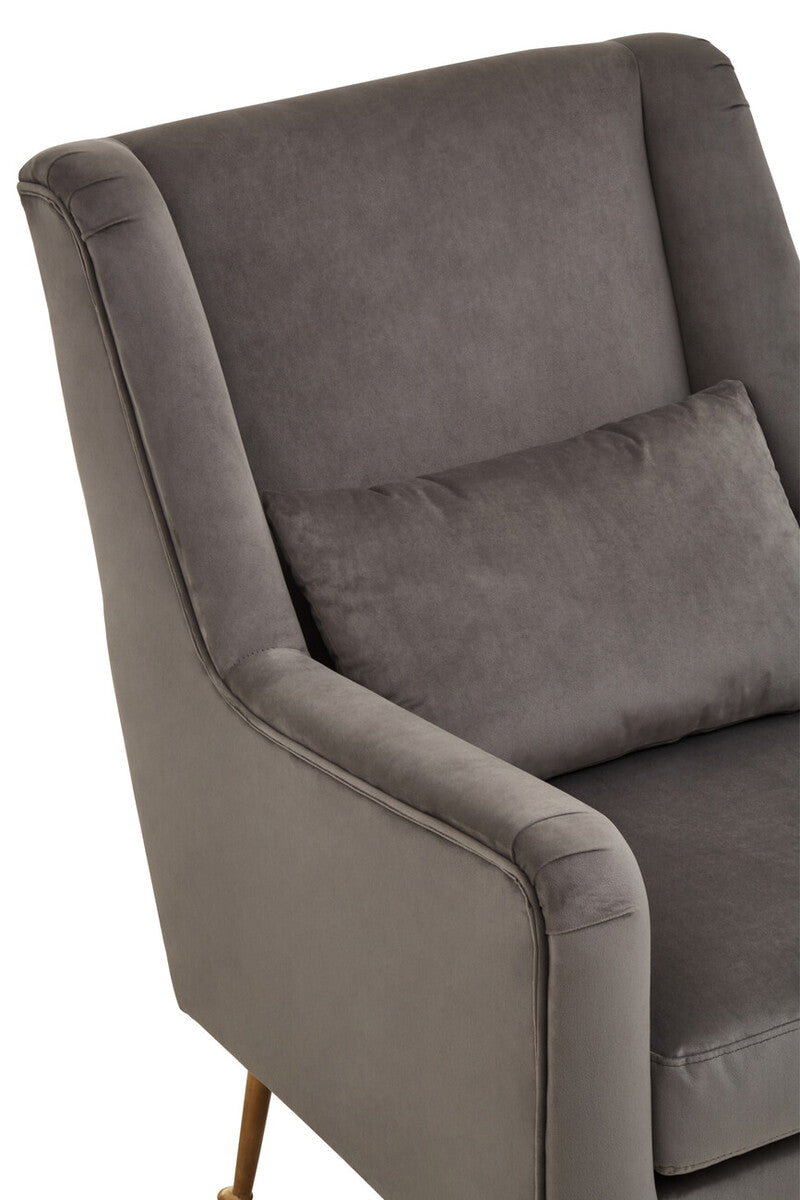 Doucet Grey Velvet Chair With Gold Finish Legs