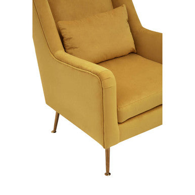 Doucet Yellow Velvet Chair With Gold Finish Legs