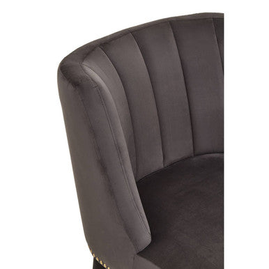 Doucet Grey Velvet Dining Chair With Black Legs