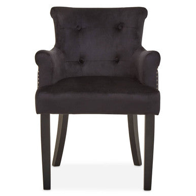 Doucet Black Velvet Dining Chair With Ring Back - Image 2
