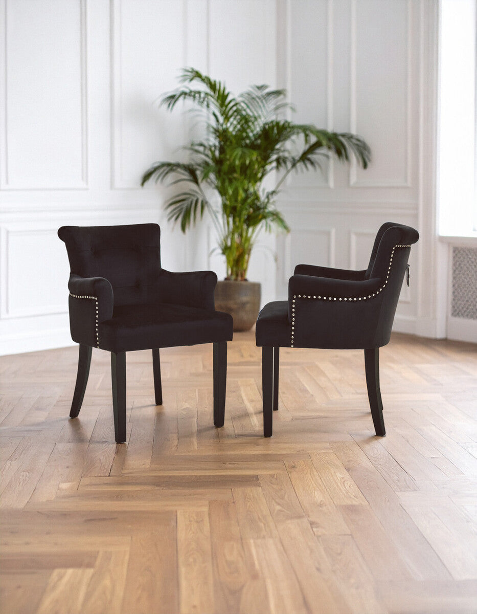 Doucet Black Velvet Chair With Ring Back