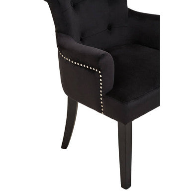 Doucet Black Velvet Dining Chair With Ring Back