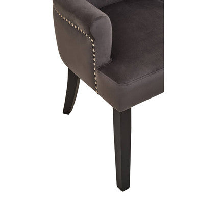 Doucet Grey Velvet Dining Chair With Ring Back