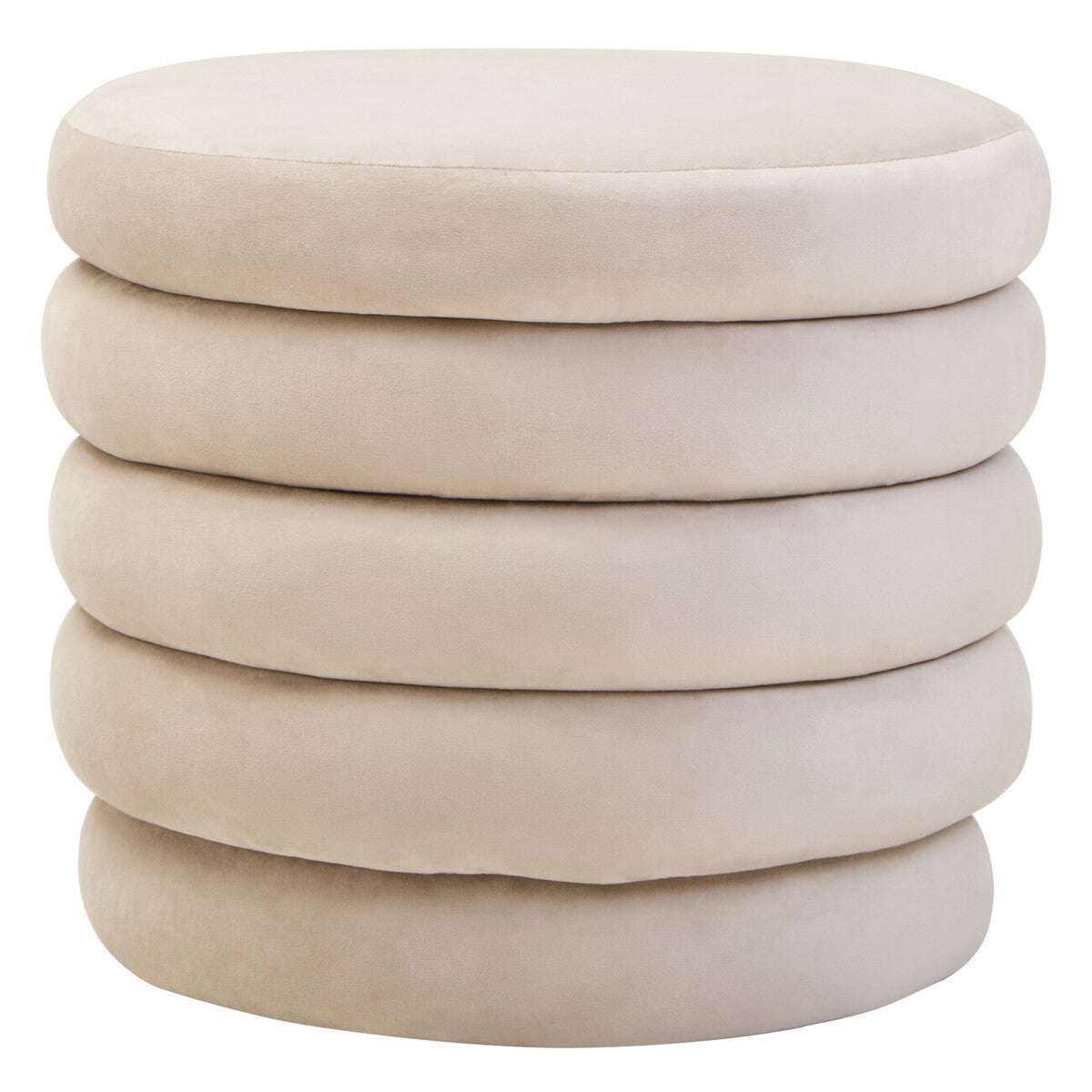 Helen Cream Velvet Round Footstool