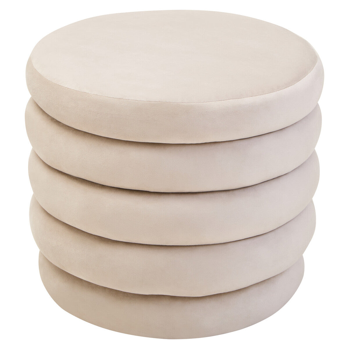 Helen Cream Velvet Round Footstool