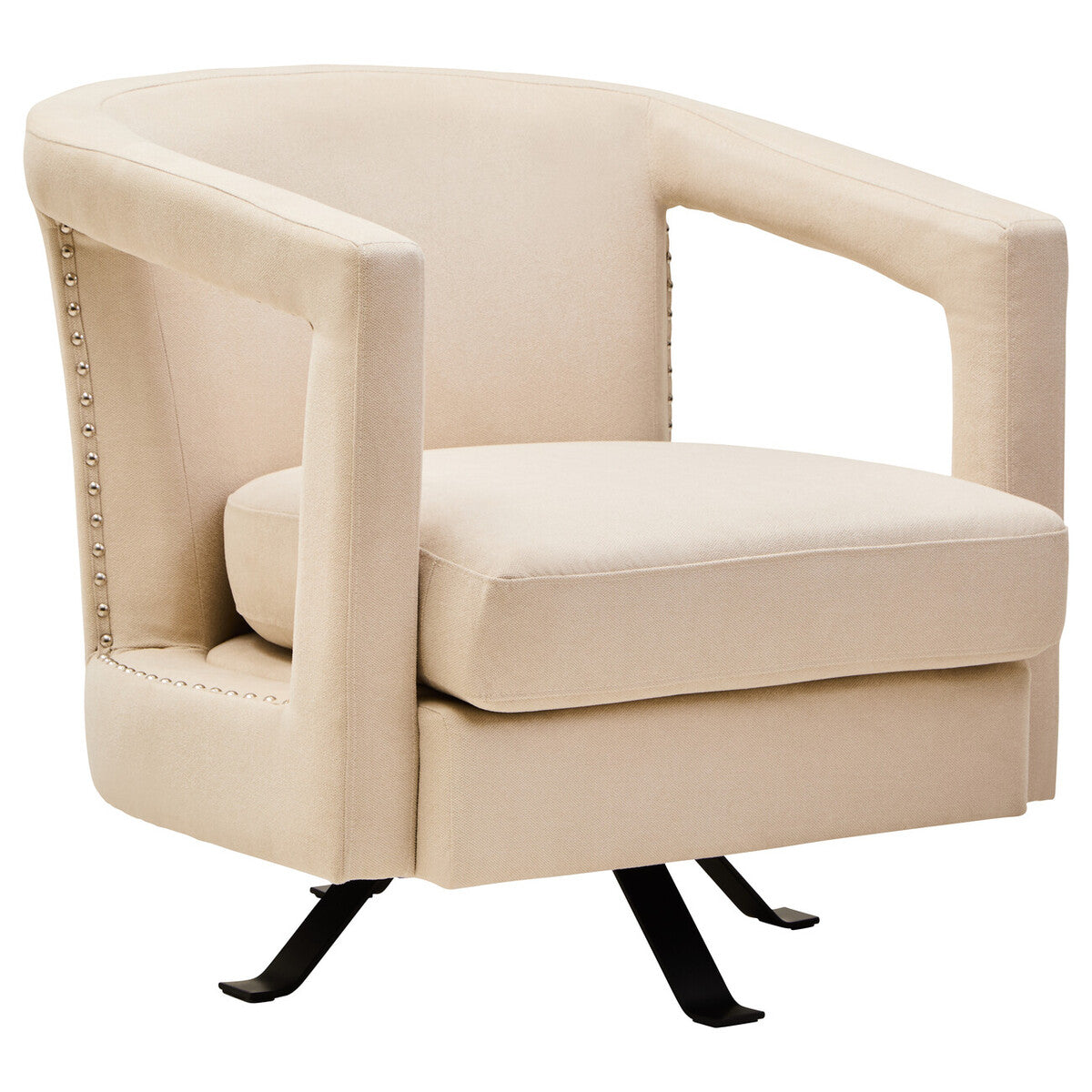 Hestia Beige Velvet Swivel Chair - Image 3