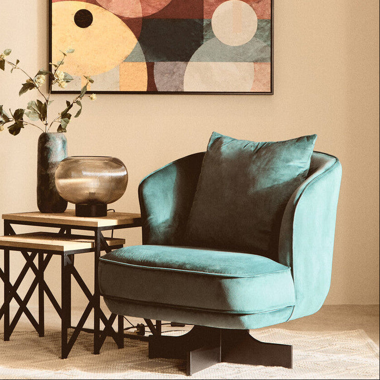 Hale Azure Velvet Swivel Chair - Image 2