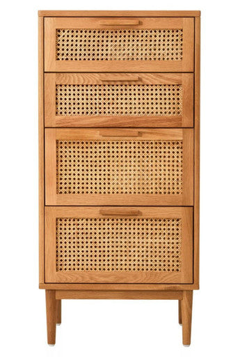 Lyon Rattan and Oak Wood Chest of Four Drawers - Image 2