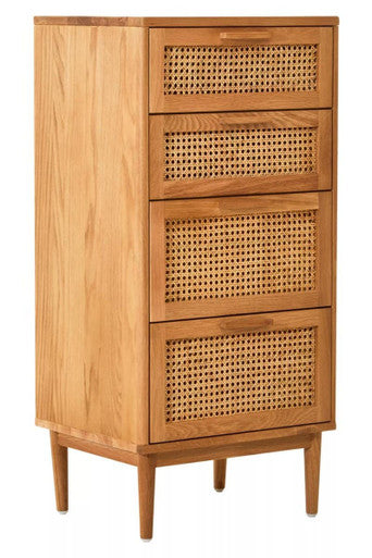 Lyon Rattan and Oak Wood Chest of Four Drawers - Image 4
