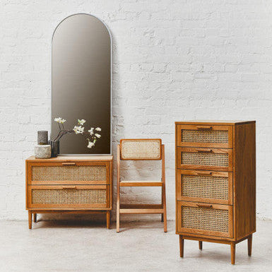 Lyon Rattan and Oak Wood Chest of Four Drawers - Image 5