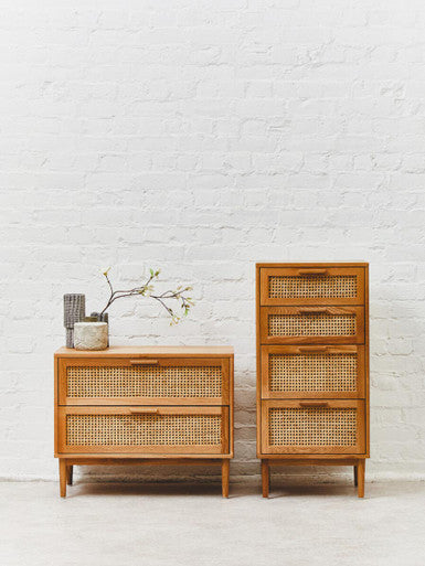 Lyon Rattan and Oak Wood Chest of Four Drawers - Image 8