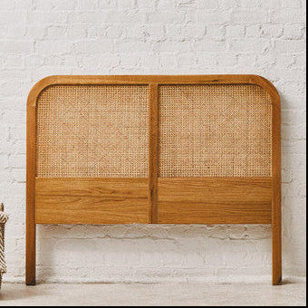 Lyon Rattan and Oak Wood Double Bed Headboard - Image 1