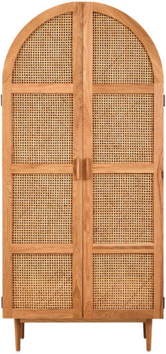 Lyon Rattan and Oak Wood 2 Door Wardrobe - Image 2