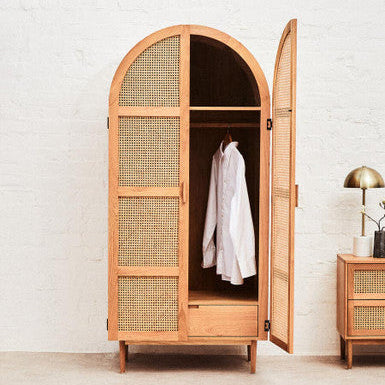 Lyon Rattan and Oak Wood 2 Door Wardrobe - Image 3