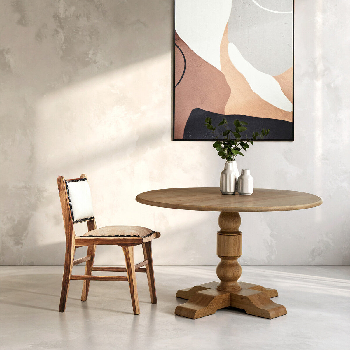 Parkside Oak Wood Round Dining Table