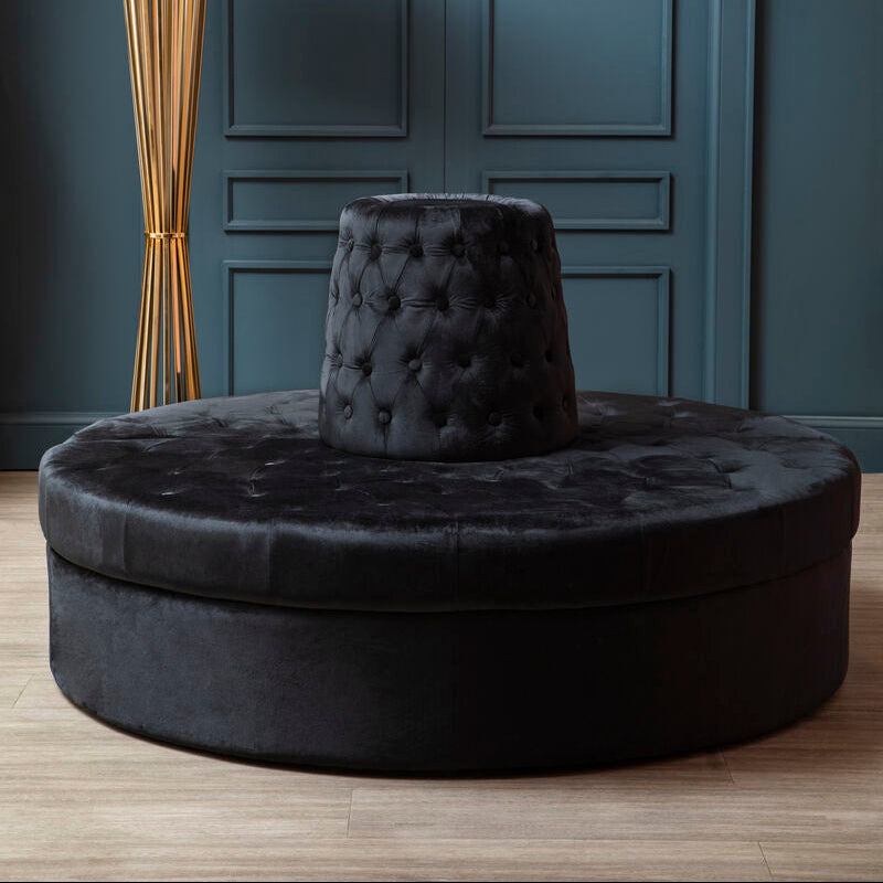 Black Velvet Modular Round Sofa, Hartford - Image 1
