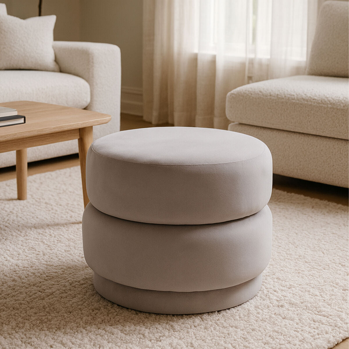 Hartford Mink Velvet Oval Pouffe - Image 1