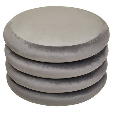 Stack of gray round cushions on a white background