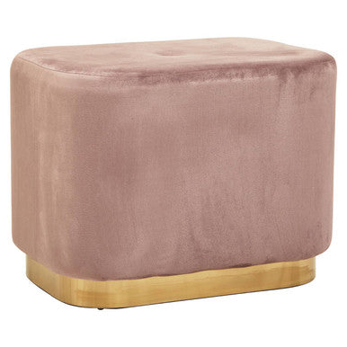 Hartford Dusty Pink Velvet and Matte Gold Rectangular Pouffe
