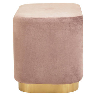Hartford Dusty Pink Velvet and Matte Gold Rectangular Pouffe