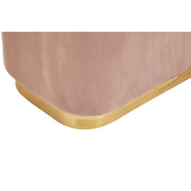 Hartford Dusty Pink Velvet and Matte Gold Rectangular Pouffe
